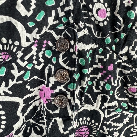 Marine Layer Camila Mini Dress Black Floral Hemp Tencel Size Medium - Picture 3 of 11